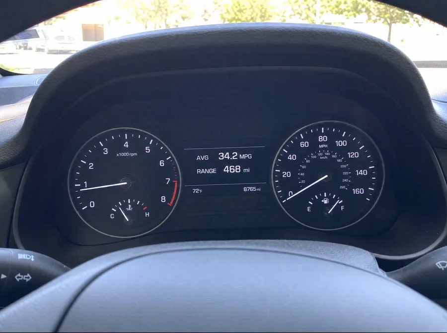 Car trip computer reading 34.2 MPG after FuelMaster